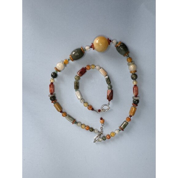 Beggar Beads Sterling Silver Necklace & Bracelet Set Semi-Precious Stones - Picture 8 of 8